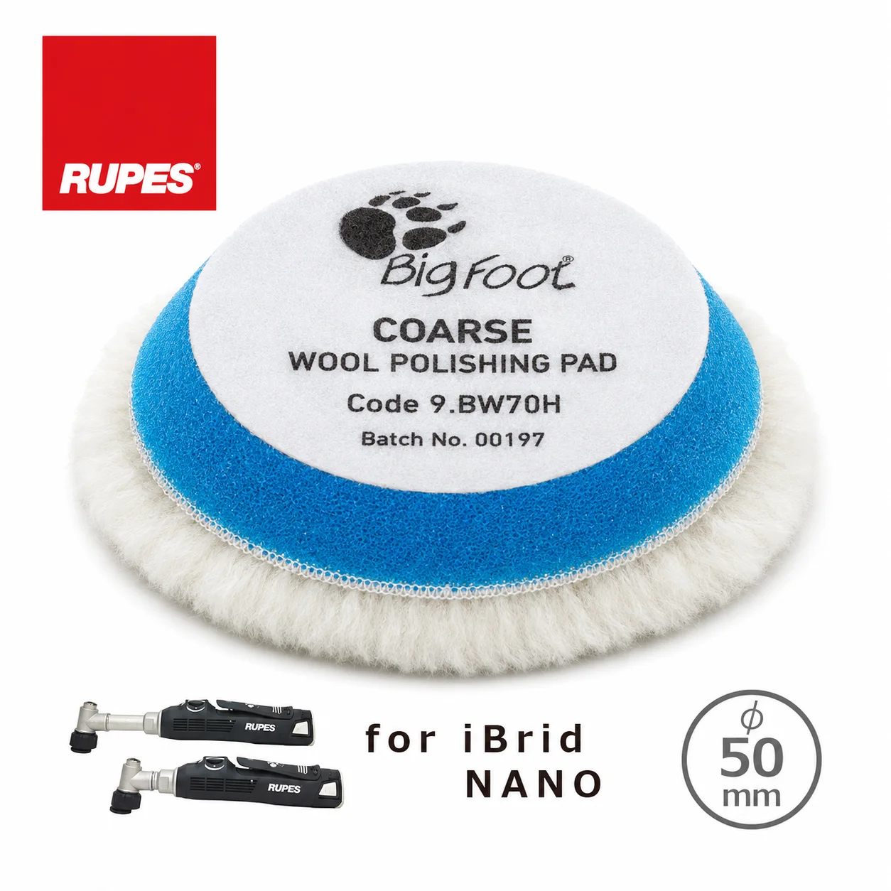 RUPES 9.BW70H/4 – Blue/Yellow Wool Polishing Pad Coarse Ø50/65 mm (Pack of 4)